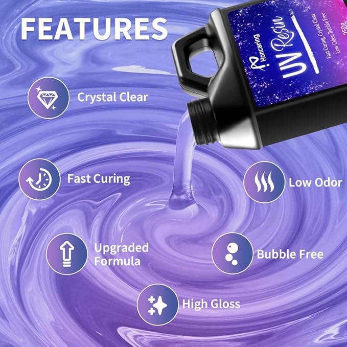 UV Resin 1000g, Hard Type Clear Beginner-Friendly Kit, Upgraded Formula & - Image 2