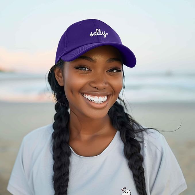 DALIX Salty Embroidered Cotton Beach Baseball Cap Adjustable Dad Hat Womens