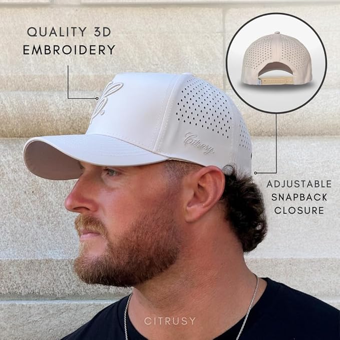 CITRUSY Athletic Trucker Golf Hat | Performance Mens 5 Panel Cap | Cool Breathable Waterproof Workout Running Snapback