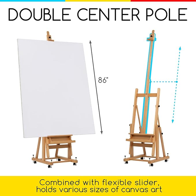 MEEDEN Enlarged Heavy-Duty H-Frame Easel: Artist Solid Beech Wooden Studio Easel - Image 4