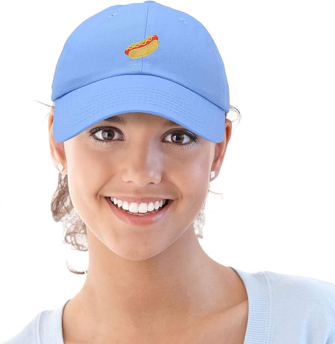 DALIX Hot Dog Hat Embroidered Mens Womens Baseball Cap