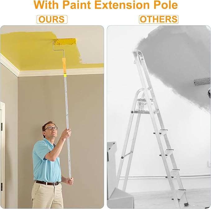 Paint Roller Kit with Extension Pole, Paint Brushes Set - Image 2
