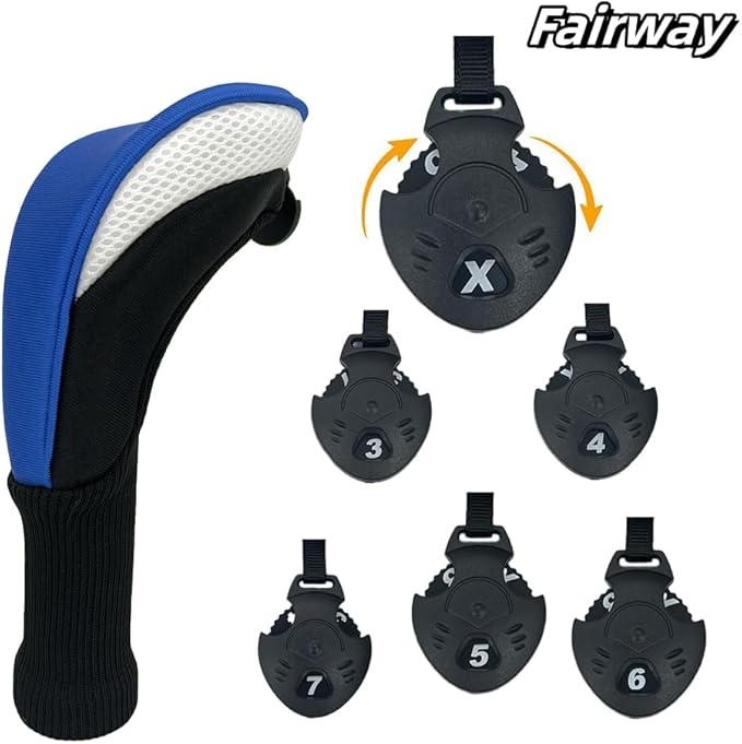 Golf Club Head Covers for Woods 3/4/5/6 Pieces Long Neck Mesh Sports Golf Club Headcovers Set with Interchangeable No. Tags 3 4 5 6 7 X Golf Accessories for Men Women