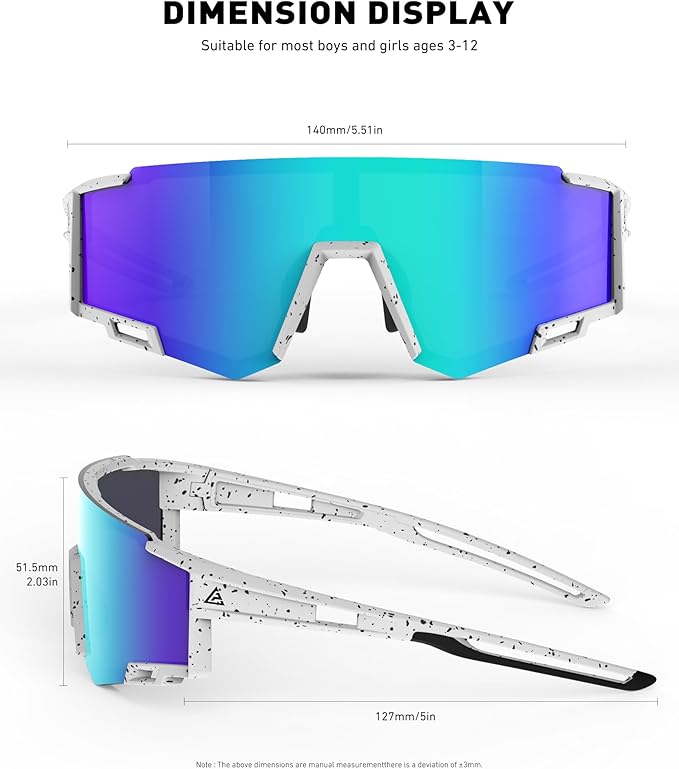 Kids Sunglasses Youth Baseball Sunglasses for Boys Girls Age 6-14 Sports UV400 Protection SunGlasses 3 Pack