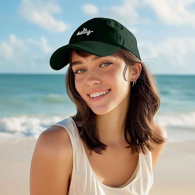 DALIX Salty Embroidered Cotton Beach Baseball Cap Adjustable Dad Hat Womens