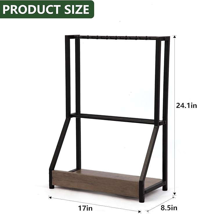 Golf Club Holder for 9 Clubs & 9 Balls, Solid Wood & Iron Golf Organizer, Golf Putter Holder Floor Stand, Golf Club Stand Suitable for Golf Simulators｜Golf Course Accessories