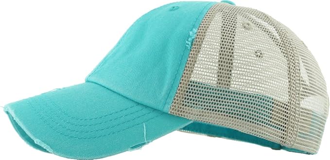 Classic Plain Ponytail Messy High Bun Headwear Adjustable Cotton Trucker Mesh Glitter Hat Baseball Cap