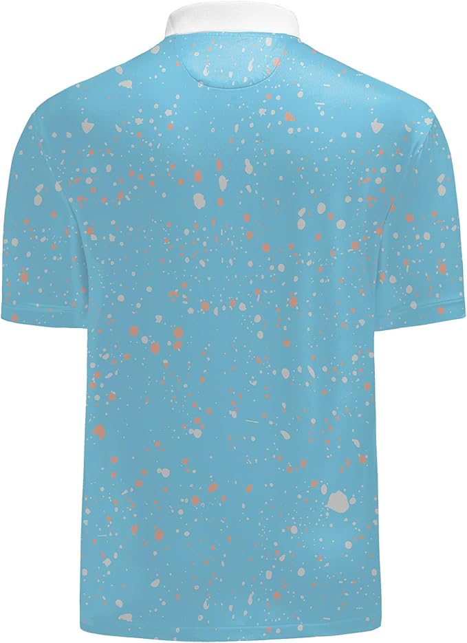 KUYIGO Mens Polo Shirt Quick Dry Moisture Wicking UPF 40+ Performance Printed Short Sleeve Summer Tennis Golf Shirt