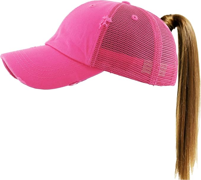 Classic Plain Ponytail Messy High Bun Headwear Adjustable Cotton Trucker Mesh Glitter Hat Baseball Cap