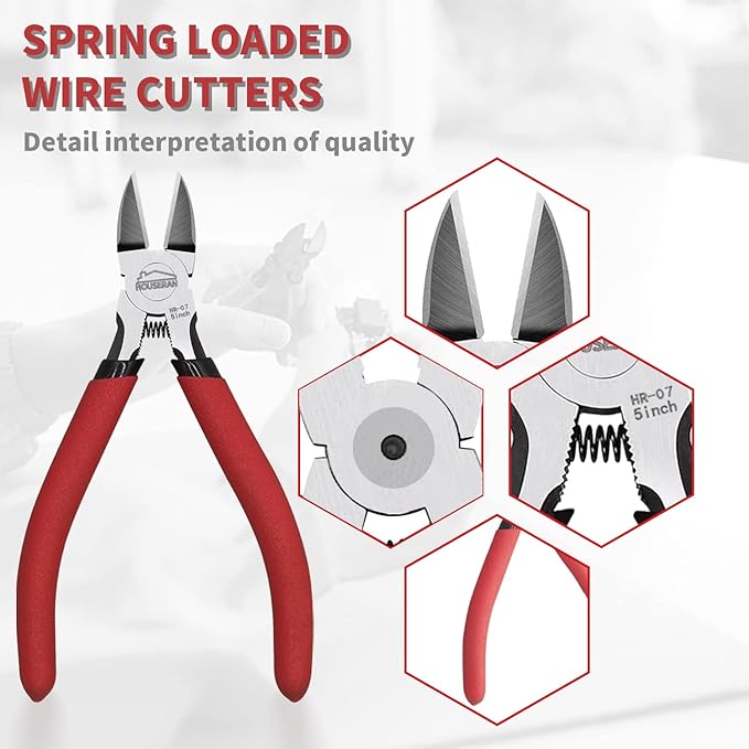 Wire Cutters 5 Pack, 5 Inch Wire Cutters Set, HOUSERAN Side Cutters Flush Cut - Image 3