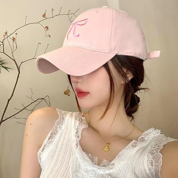 Sumleno Womens Trendy Cute Bow Baseball Cap Y2k Aesthetic Preppy Sun Cap Hiking Travel Trucker Hat Accessories