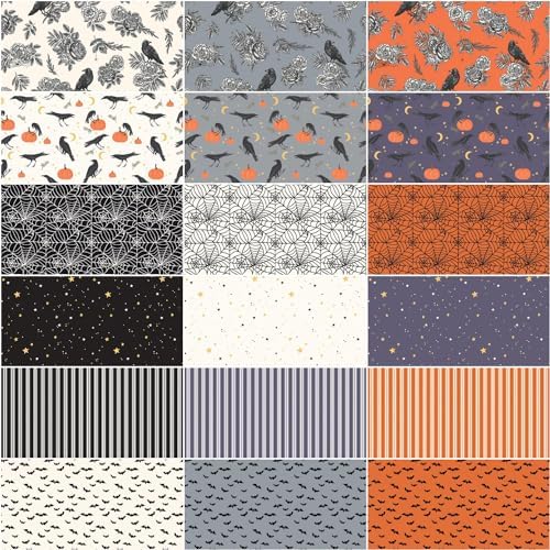 My Mind's Eye Sophisticated Halloween 18 Fat Quarters Riley Blake Designs FQ-14620-18, Assorted