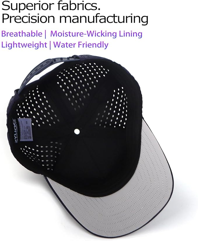 Zylioo Oversize XXL XL Performance Baseball Cap, High Profile 5-Panel Snapback Hat, Laser Cut Mesh Cap for Big Heads