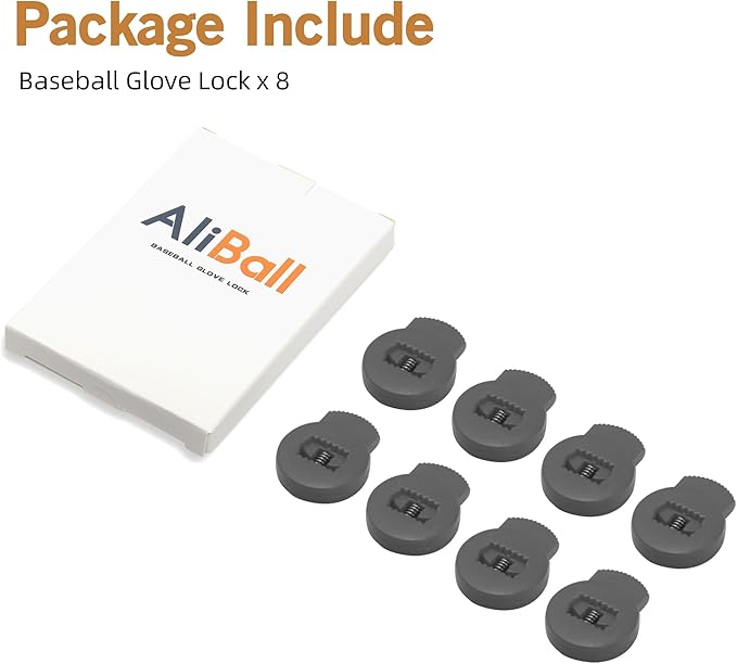 AliBall Glove Locks, Lace Locks for Baseball Glove 8 Pack, Never Need Thying Knots Again, Strong Elasticity, Made Plastic and Springs, Fits All Gloves, Baseball Gloves Accessories