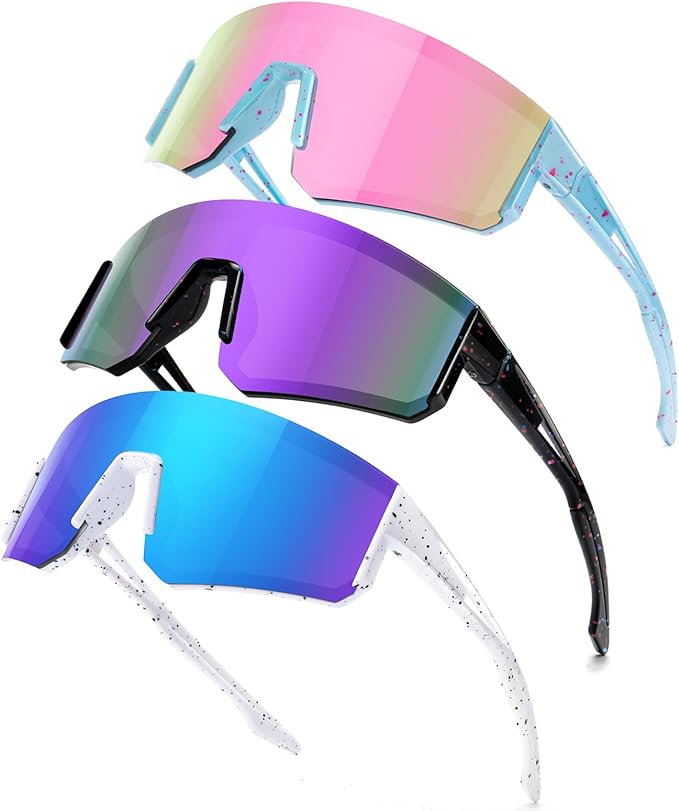 SEKKAF Youth Baseball Sunglasses for Boys Girls Age 6-12 Softball Cycling Sports Sunglasses for Kids Lightweight Frame
