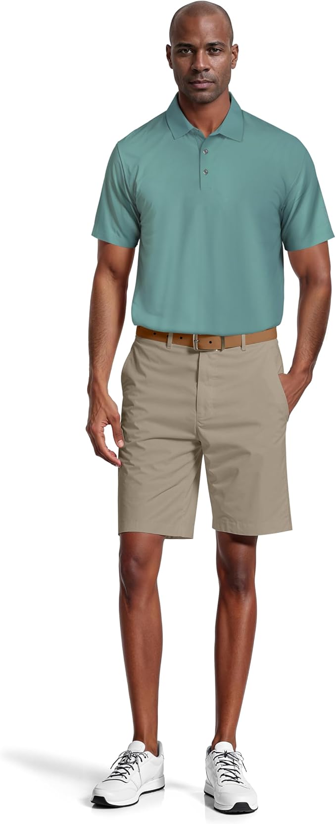 PGA TOUR Men's Airflux Solid Mesh Short Sleeve Golf Polo Shirt