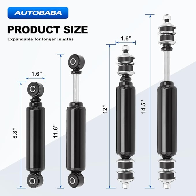 Front and Rear Golf Cart Shock Absorbers Compatible with 1988-up Club Car DS G&E, 2004-up Precedent G&E Replace# 1014235, 1014236, 1010991, 1015813