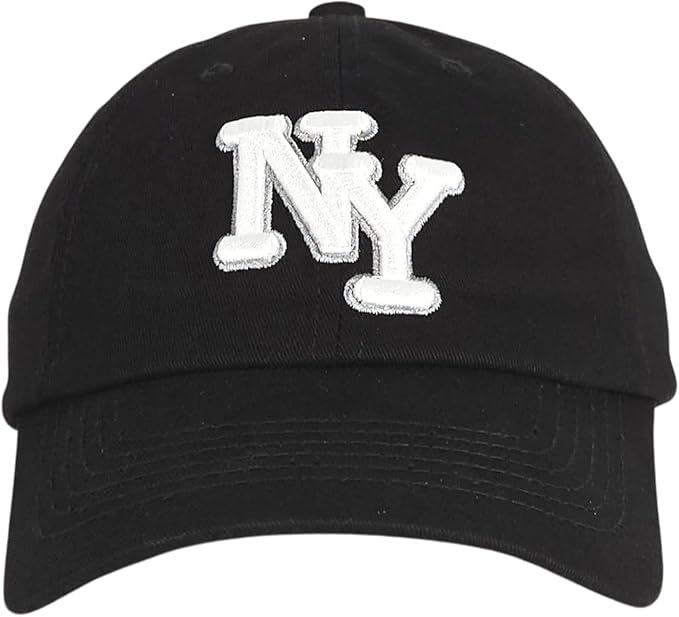 NY 3D Embroidered Cotton Dad Hat – New York Baseball Cap, Adjustable Metal Buckle Strap, Unstructured Low-Profile Style