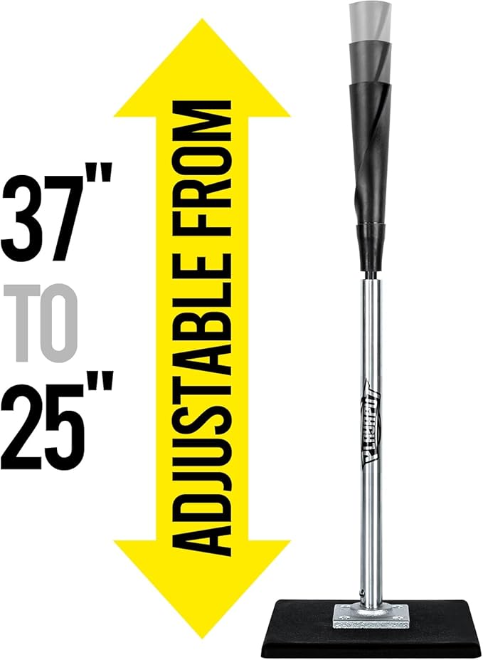PLAYAPUT Portable Batting Tee for Baseball/Softball, Height Adjustment from 25-37 inch,Easy Transport Premium Baseball Tee with Rubber Top,Heave Duty Base Hitting Tee for Kids/Youths/Adults