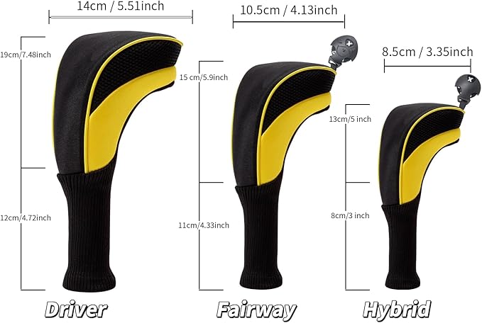 Wood Headcover Golf Club Covers Driver Headcovers Nylon Head Covers Designed to Fit All Woods - 3/4/5/6 Pack/Set Golf Accessories Suitable for Men and Women