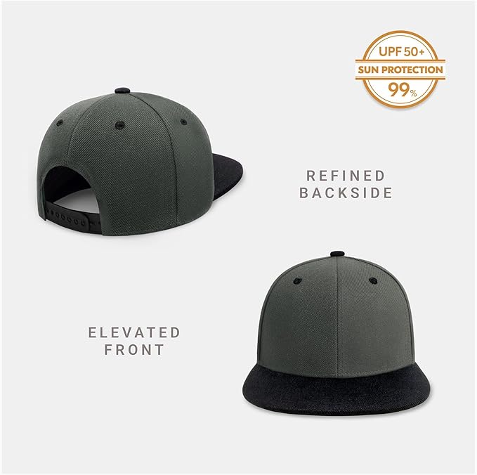 CHOK.LIDS Flat Bill Visor Classic Snapback Hat Blank Adjustable Brim High Top End Trendy Color Style Plain Tone Baseball Cap