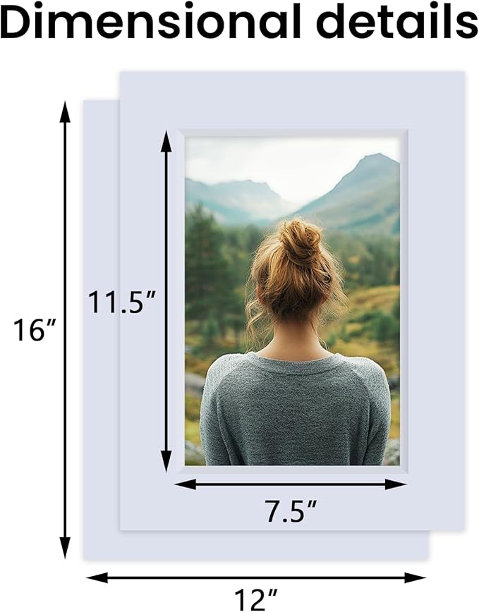 Falling in Art 5 Pack Acid Free 12x16'' White Picture Mats Board Show Kit - Image 2