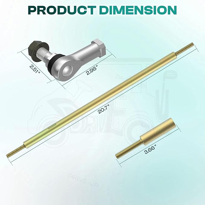DRIVE UP Golf Cart Tie Rod, Ball Joints and Rack Pinion Drag Link Kit for Club Car DS, Carryall, Turf, Villager 2009-Up Gas and Electric Golf Carts, OEM 103354701 103653401 102022601 102022602