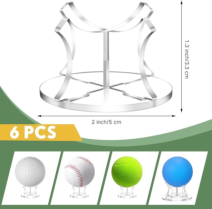 Mudder 6 Pack Baseball Display Stand, Acrylic Ball Display Holder Transparent Sports Balls Stand Holder Rack for Baseball, Golf Balls, Tennis Ball, Softball, Home Office Collection