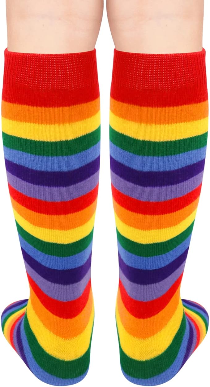 Sarfel Kids Soccer Socks Toddler Soccer Socks Girls Boys Soccer Socks Kids Tube Socks with Stripes Toddler Knee High Socks