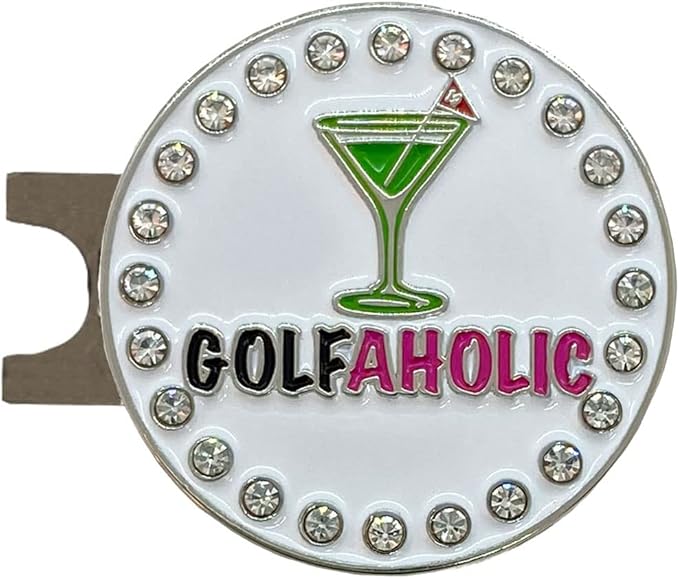 Giggle Golf Martini Par 3 Pack for Women, Microfiber Waffle Weave Golf Towel, Tee Bag with Tees and Bling Ball Marker with Magnetic Hat Clip (Martini Madness)