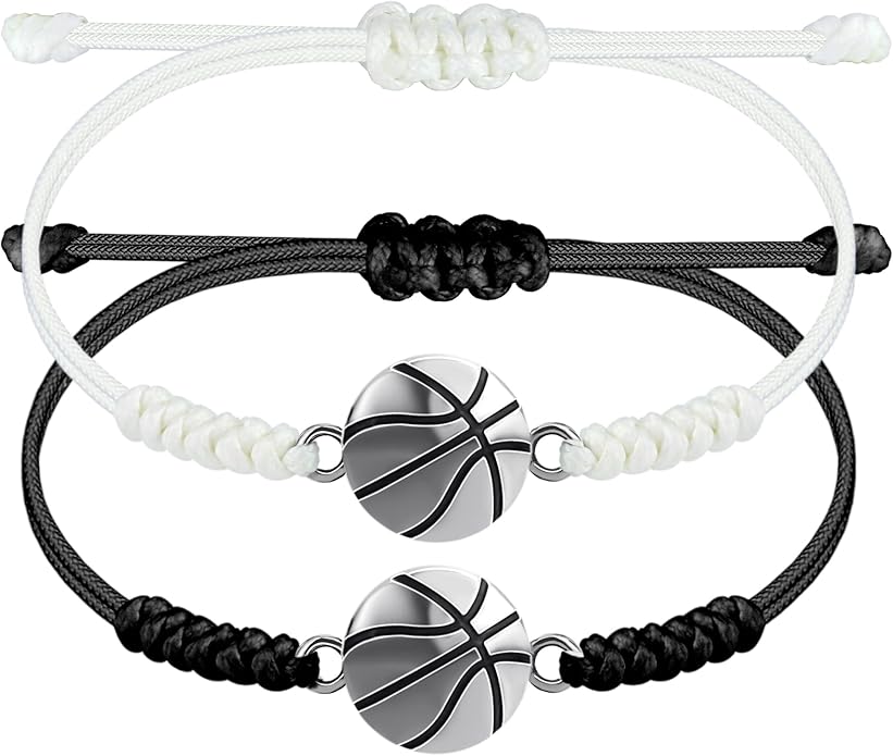 SmileBelle 2 PCS Sport Bracelets, Graduation Bracelets Volleyball Soccer Gifts Baseball Basketball Bracelet Football Jewelry for Son Daughter Fans as Sport Accessories Jewelry