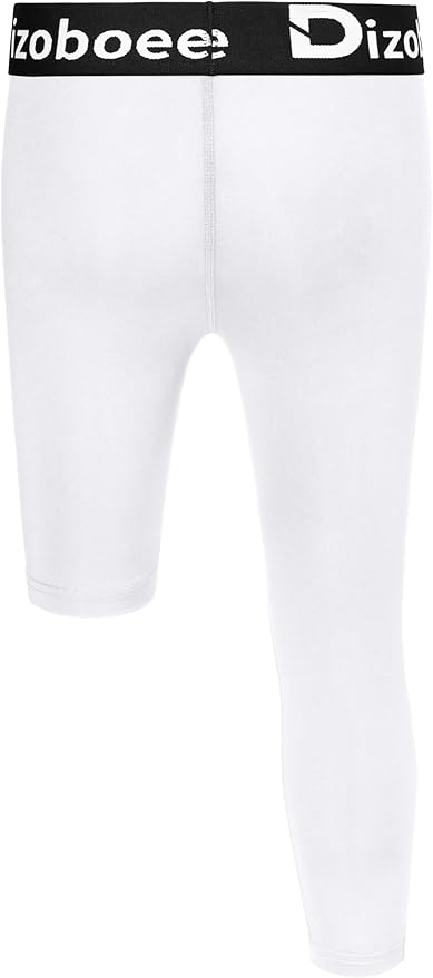 Youth Boys Compression Pants One Leg 3/4 Athletic Leggings for Sports Kids Basketball Tights Football Baseball Pants