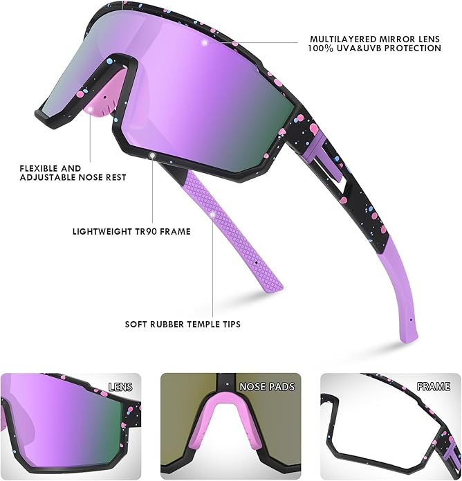 MVPTGRS Youth Baseball Sunglasses for Boys Girls Age 8-14 TR90 Frame Kids Sport Sunglasses for Softball Cycling Baseball Golf