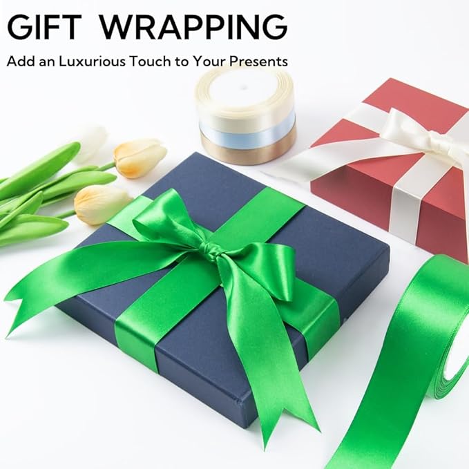 1 Inch 25 Yards Satin Ribbon Black, Solid Color Fabric Ribbon - Image 5