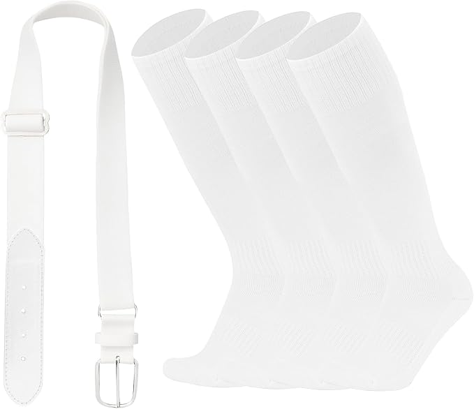ZXOLDZX Youth Baseball Softball Socks and Belt Combo Set Adjustable Baseball Belt for Boys Girls(2Pairs of Socks with 1 Belt)
