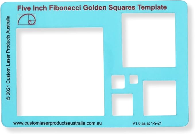 5" Square Stencil Template for Drawing and Drafting: A Fibonacci-Inspired by CLPA