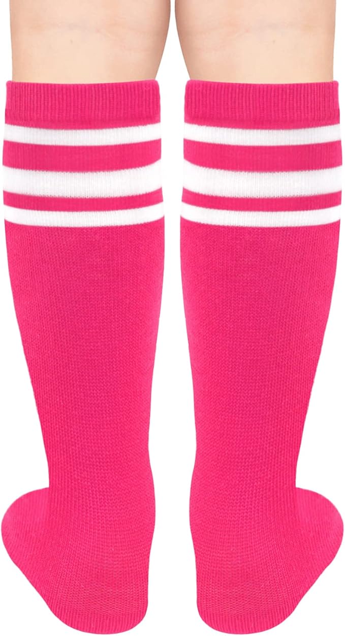 Sarfel Kids Soccer Socks Toddler Soccer Socks Girls Boys Soccer Socks Kids Tube Socks with Stripes Toddler Knee High Socks