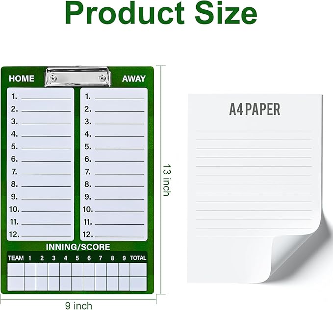 Baseball Lineup Board for Dugout, Double-Sided Dry Erase Clipboard Coaching Clipboard for Baseball, Softball, Softball Lineup Board with Marker, Baseball Coaching Accessories