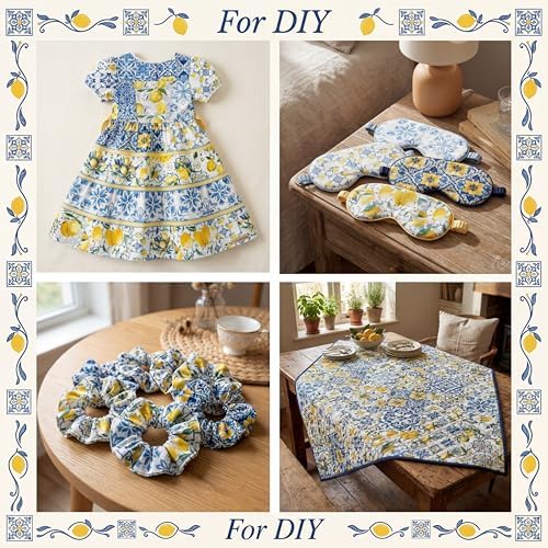 Hahafelt 10Pcs 18"x22" Lemon Fat Quarter Chinoiserie Quilting Fabric Bundle