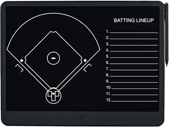 Baseball Coaching Board– 16" Softball Lineup Board,Electronic Coach Lineup Board, Premium Tactical Baseball Coach Clipboard,Dugout Display Softball Coaching Accessories，Youth School Team Equipment