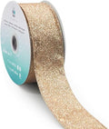 CT CRAFT LLC Glitter Wired Ribbon 1.5" x 10 Yards Gold by CTCRAFTLLC