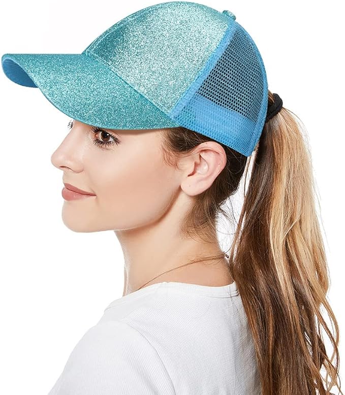 Criss Cross Hat Washed Distressed Baseball Cap Ponytail Hat High Messy Bun Ponycap for Women