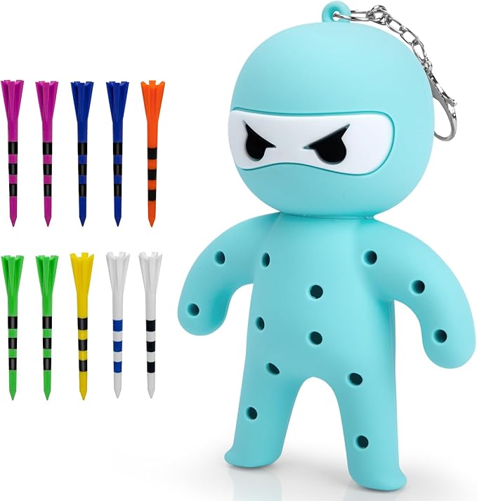 Golf Tee Holder, Ninja Portable Funny Golf Tees Holder Keychain Golf Gift Golf Accessories for Men & Women