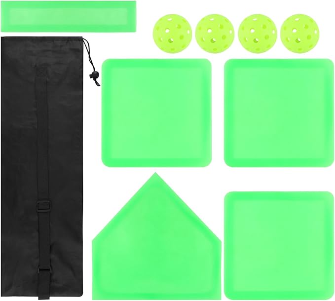 Baseball Home Plate Set, Glow in The Dark Baseball Softball for Practice, with 3 Base Plates, a Home Plate,a Pitcher’s Plate, 4 Pickballs, 1 Storage Bag
