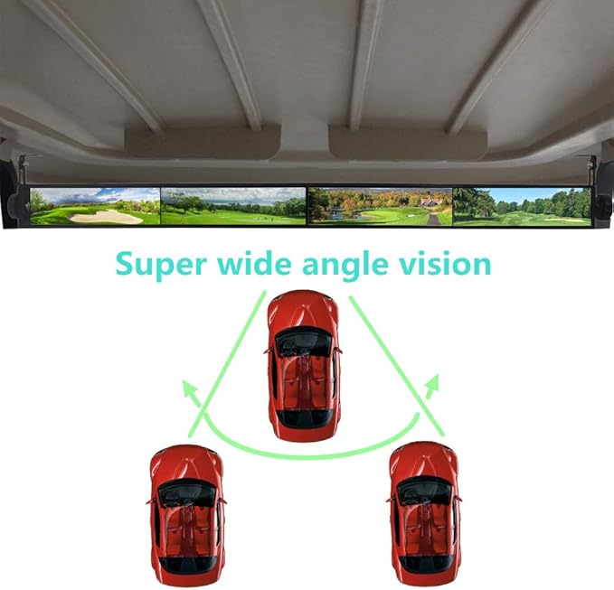 Golf Cart Mirror,Universal 4 Panel Mirror fits Golf Carts EZGO, Club CAR ，Yamaha（Rear View Mirror ）