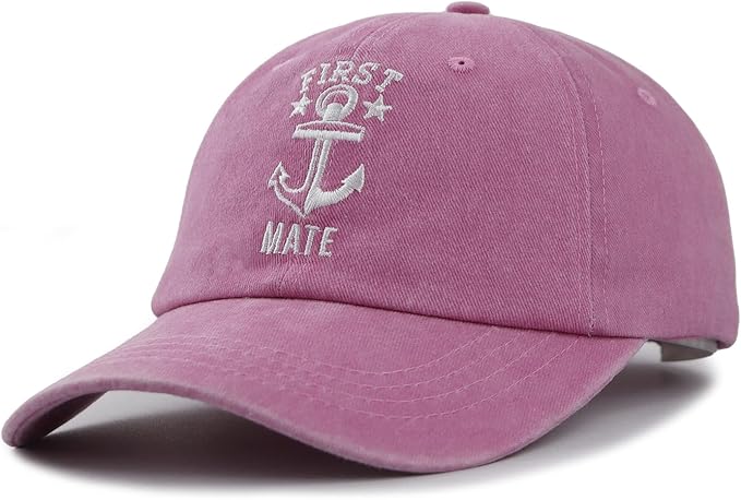 2 Pcs Captain and First Mate Hat for Men Women, Adjustable Embroidered Cotton Matching Boating Baseball Cap