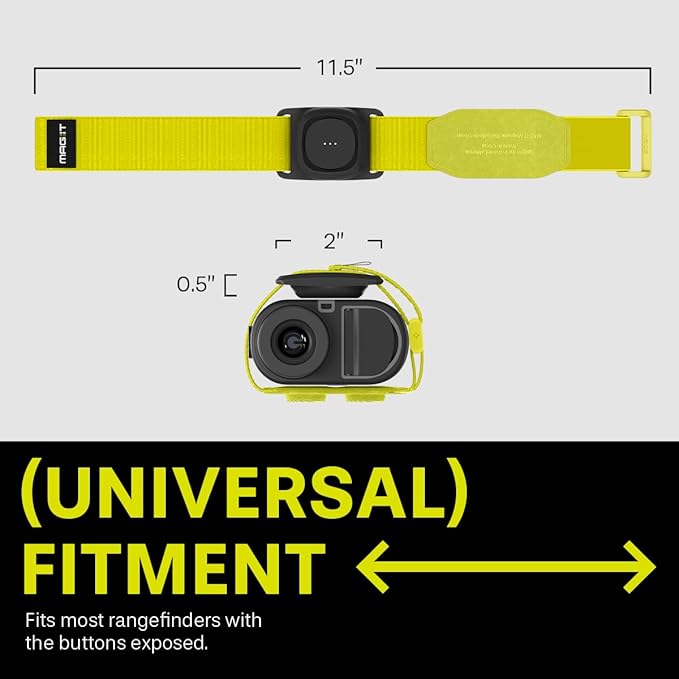 MAG-iT Magnetic Golf Range Finder Strap with Built-in GPS Tracker – GPS Tracker Holder Compatible with Find My App – Magnetic Mount for Golf Cart - Neon Yellow