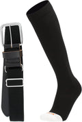 MadSportsStuff Softball or Baseball Socks and Belt Combo - Youth and Adult Sizes Boys and Girls Men and Women