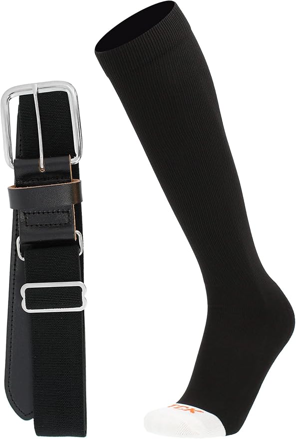MadSportsStuff Softball or Baseball Socks and Belt Combo - Youth and Adult Sizes Boys and Girls Men and Women