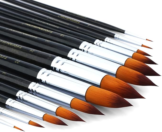 Transon 13pcs Round Paint Brush Set Synthetic Bristle Complete Round Brush Set - Image 4